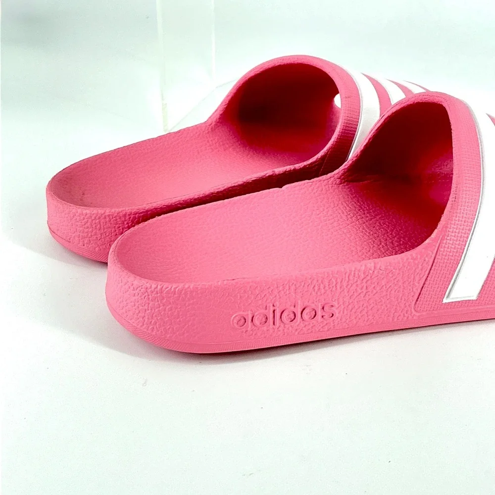 Adidas Adilette Aqua Kids Size 1K 1 K Pink White 3-Stripes Slide Sandals